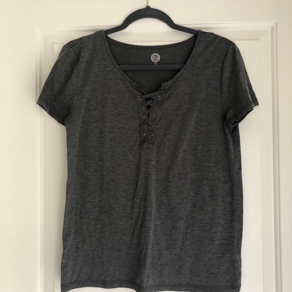 NWOT Grey Laceup T-Shirt!